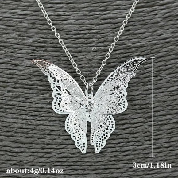 Silver-Tone Butterfly Necklace - Picture 2 of 5